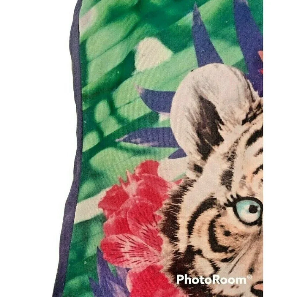 Gymboree Girls One Piece Halter Swimsuit Size S 5-6 Floral Kitten Face